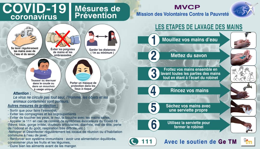 MVCP activites Actions face au covid 19 sensibilissation et distribution du materiel de protection COVID 19 B